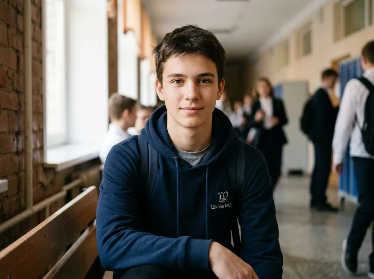 Фото Виталия Сафронова, юноши-старшеклассника 16–17 лет, портрет, уверенный взгляд